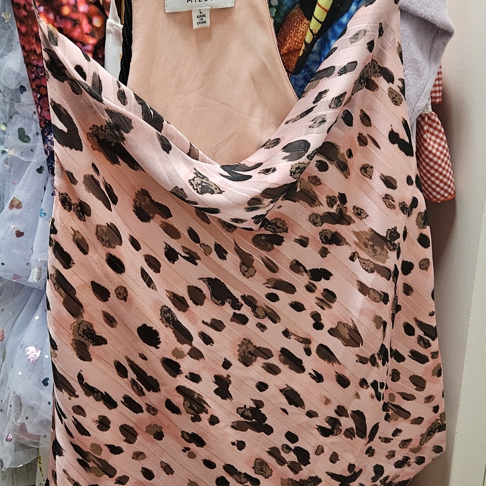 Milly skirt and tank top pink leopard print set